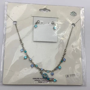 Juego de pendientes y collares de colección victoriana azul genuino de cristales australianos - Imagen 1 de 2