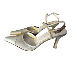 Martinez Valero Sz 10M DULIA Gray Linen Leather Combo Heels Pumps Women's Shoes - Picture 1 of 9