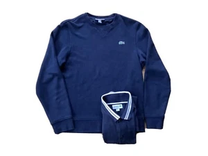 LACOSTE SPORT SIZE 3 NAVY SWEAT SHIRT WITH LACOSTE SLIM FIT STRIPED POLO SHIRT - Picture 1 of 8