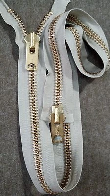 Винтажный 70-х «TALON» 2-сторонний разделения молнии/#10 металл = 28,5 дюйма латуни/L. желтовато-коричневый 1-3/8» хлопок - Изображение 1 из 4