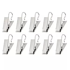 Curtain Clips with S Hooks,0.7" 10Pcs, Metal Drapery Clamps Hook, Silver Tone - Picture 1 of 5