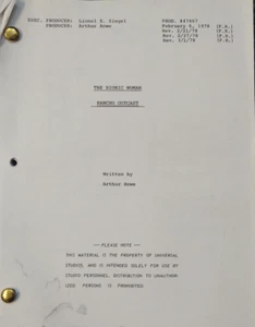 Classic Script The Bionic Woman Rancho Outcast Richard Anderson Notes copy - Picture 1 of 1