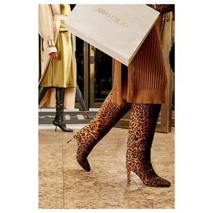 $2450 Designer JIMMY CHOO Natural Degrade Leopard Pony Hair Knee High Boots 40 - Picture 1 of 10