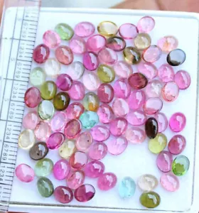 26.80 Ct Natural Tourmaline Multi Color 4*5 mm Oval Cabochon Loose Gemstones Lot - Picture 1 of 5