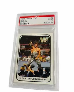 WWF Pro Wrestling Card WWE 1991 Merlin Italian Italy PSA 9 Bushwacker Butch Luke - Picture 1 of 4