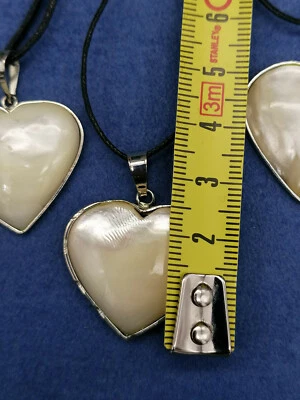 Ciondolo donna cuore nadreperla naturale arg. 925 laccio collier fatto in Italia - Immagine 1 di 4