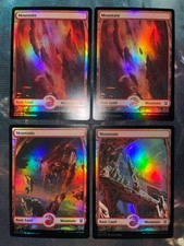 MTG 4x Full Art FOIL Basic MOUNTAIN - Zendikar Rising - NM - FREE SHIPPING!