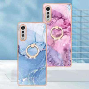 Funda trasera suave a prueba de golpes de mármol + soporte de anillo para LG LG Velvet 4G/5G - Imagen 1 de 7
