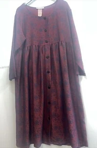 Vintage Ellen Ashley Prairie Burgundy Floral Country Long Dress Sz Large - Imagen 1 de 6