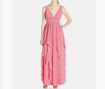 Minuet pink ruffle plunge maxi dress nwt - Image 1 of 4