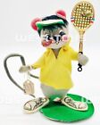 Annalee Mobilitee Dolls 1974 Vintage Gray Tennis Mouse Wired Doll Gold Ball USED