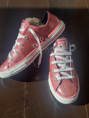 Sneakers da ginnastica donna ragazza rosa scintillante glitter Converse All Stars taglia 3