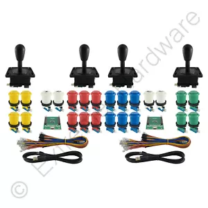 4 Spieler Arcade Control Kit 4 Bat Top Joysticks 24 Tasten Xin-Mo gemischte Farben - Bild 1 von 2