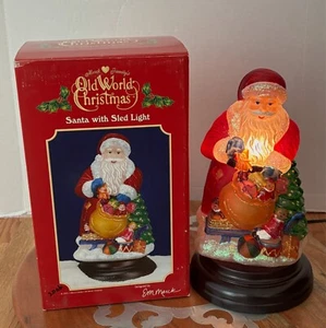 Old World Christmas OWC Merck Santa With Sled Light – Works w/ Box - Picture 1 of 6