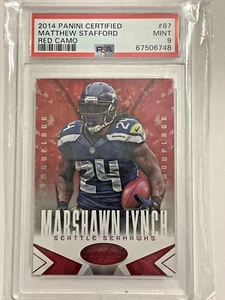 2014 Panini Certified Red Camo #87 Marshawn Lynch / Matthew Stafford PSA ERROR! - Picture 1 of 2