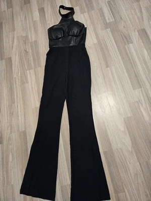 Damen Jumpsuit Overall Schwarz Größe 40 Leder Look - Bild 1 von 3