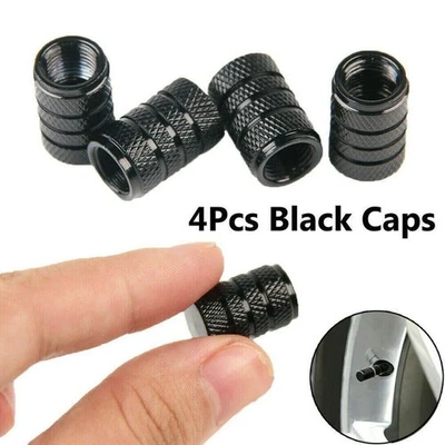 4 Valve Cap Tyre Air Dust Covers Car Wheel Tyre Valve Black Car Valve Cap New - Image 1 of 4