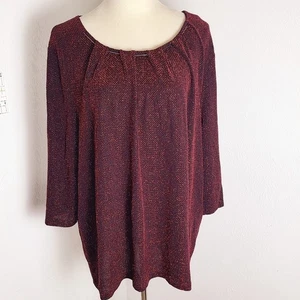 Catherines rot & schwarz glitzerndes Top, Größe 1X - Bild 1 von 7