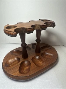 Vintage Holz Pfeifenständer 8 Schlitze Walnussholz Pfeifenhalter / Ständer Tabak hält - Bild 1 von 24