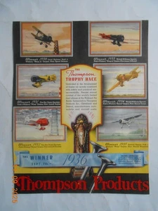 1936 Thompson Products Trophäe Rennen Gee-Bee Wedell Doolittle Flugzeug Cleveland Anzeige - Bild 1 von 1