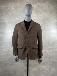 Polo Ralph Lauren Wool/Alpaca Leather Brown Blazer Jacket Size usa40R Made in IT - Picture 1 of 17
