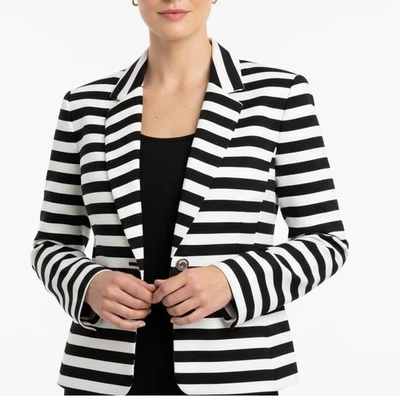 7th Avenue Design Studio Black White Striped Blazer Jacket Womens XL - Image 1 of 4