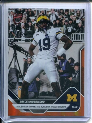 2025 Topps Bowman Now Bryce Underwood #36 ORANGE #23/25 MICHIGAN - Image 1 of 2