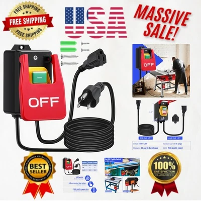 Interruptor de segurança 120/230V mesa roteadora com pá de parada grande para fácil desligamento - Imagem 1 de 4