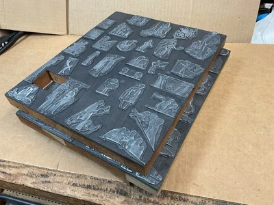 Letterpress Print Blocks / 3 Very Large Blocks / Metal On Wood - Image 1 of 4
