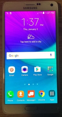 White Samsung Galaxy Note 4 Verizon Smartphone with pen & box - Image 1 of 4