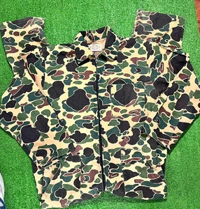 Vintage Camo Coveralls Med-LG Short 80s Duck Camo Hunting Outerwear USA Made - Picture 1 of 10