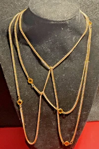 Gemarkt Freirich, 31 in goldfarben, 6 gelb / orange Steine, 22 g, Vintage - Bild 1 von 12