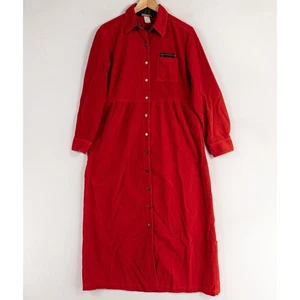 Classics by Carol Anderson Maxi Dress Sz 8 Red Corduroy Cottage Cabin Modest - Picture 1 of 8