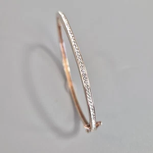 Brazalete Brazalete Ovalado Oro Vermeil Plata de Ley 925 Cristal y Cierre de Seguridad - Imagen 1 de 4