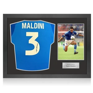 Paolo Maldini Signed Italy 2022 Home Football Shirt. Icon Frame - Picture 1 of 5