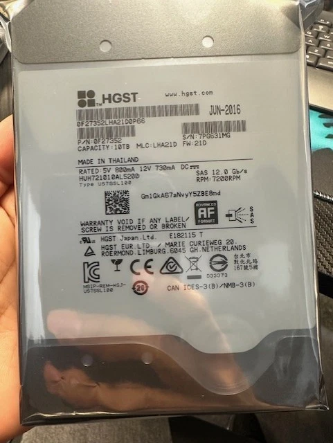 HGST SAS Internal Hard Disk Drives 10 TB Storage Capacity for sale