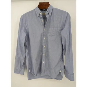 EUC 100% 2-Ply Cotton J. Crew Men's Blue & White Striped Dress Shirt Size M - Picture 1 of 4
