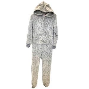 More Than Magic Pajama 1 pc XL {14/16) Hooded Animal Print Sleepwear Fleece Ears - Picture 1 of 9