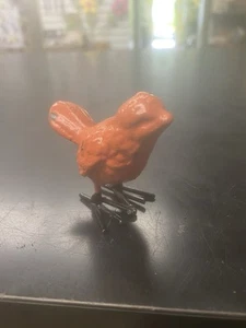 Vintage Cast Iron Black Footed 2" Bird Red Cardinal Figurine - Picture 1 of 16