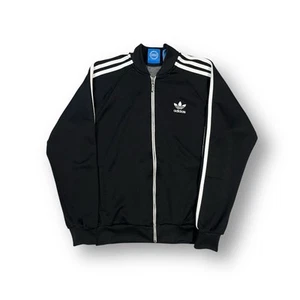 Chaqueta deportiva Adidas blanca y negra con cremallera completa talla mediana - Imagen 1 de 9