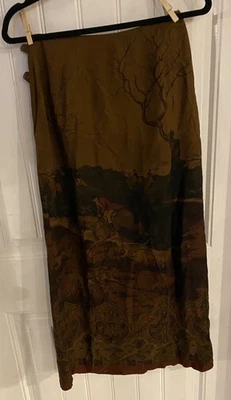 Vintage Ralph Lauren Maxi Skirt Womens 4 Fox Dog Hunt Print Wool Long Wrap 90s - Image 1 of 4