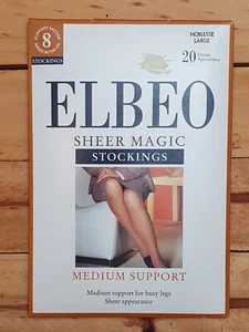 Elbeo Sheer Magic 20 Denier Support Nylon Stockings - Large Noblesse - Picture 1 of 2