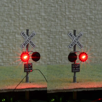 1 x HO scale railroad grade crossing signals common+ LED made single sides #G2C - Image 1 of 4