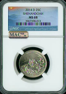 2014 D SHENANDOAH QUARTER NGC MS68 PQ MAC FINEST GRADE SPOTLESS .  - Picture 1 of 4