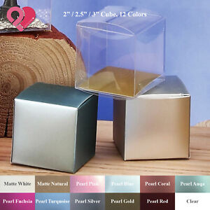 576 Bulk Cube Square Wedding Party Favor Candy Nut Gift Box Metallic Pearl Matte