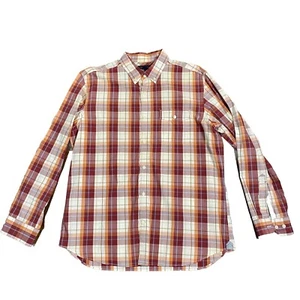 Camisa con botones Banana Republic para hombre XL 17-17 1/2 cuadros tonos cálidos preppy - Imagen 1 de 10