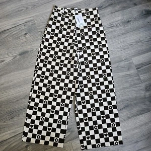 Vintage Supply Damen Schachbrettmuster weites Bein Hose Größe UK 10 neu mit Etikett - Bild 1 von 8