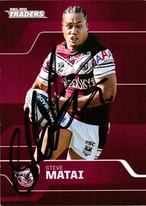 Signed 2013 Manly Sea Eagles NRL ESP Traders Card - Steve Matai - Imagen 1 de 3