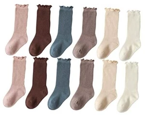 Baby Knee High Stockings Socks Girls Newborn 0-6 Months Knee-high 6 Pairs - Picture 1 of 8