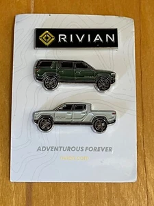 3er Set RIVIAN Pins - Logo & Fahrzeuge - Promo Exclusive - Original Karte - Bild 1 von 5